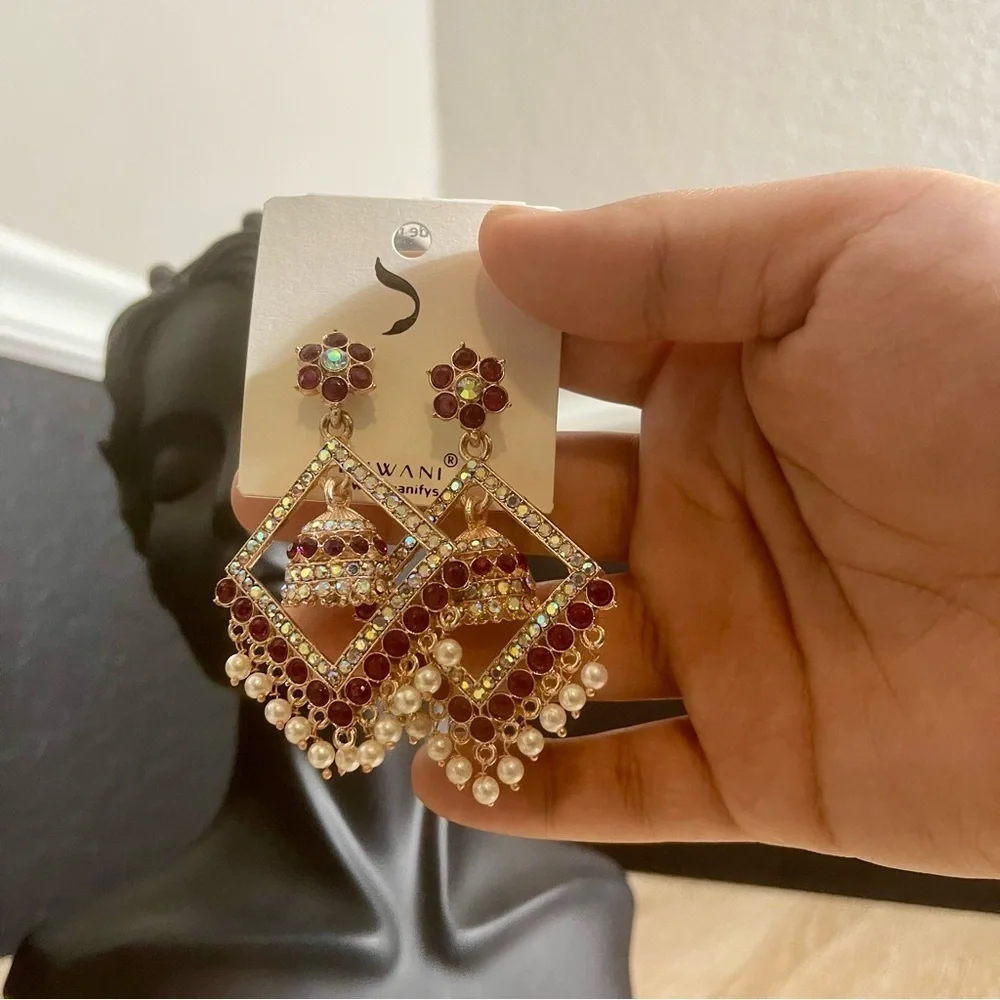 Dark Purple and Gold Statement Earrings